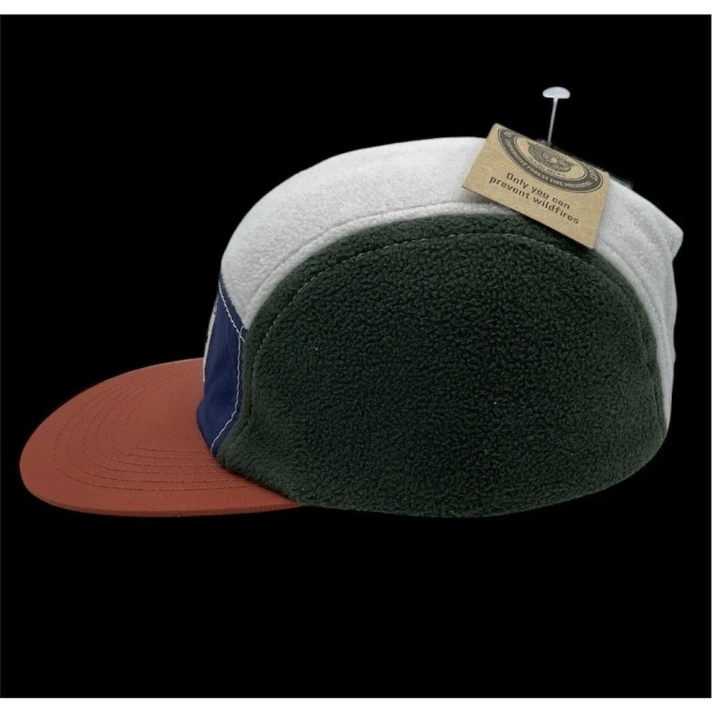 Smokey The Bear‎ Hat Adult 5 Panel Sherpa Fleece Nylon Baseball Cap Patch NEW